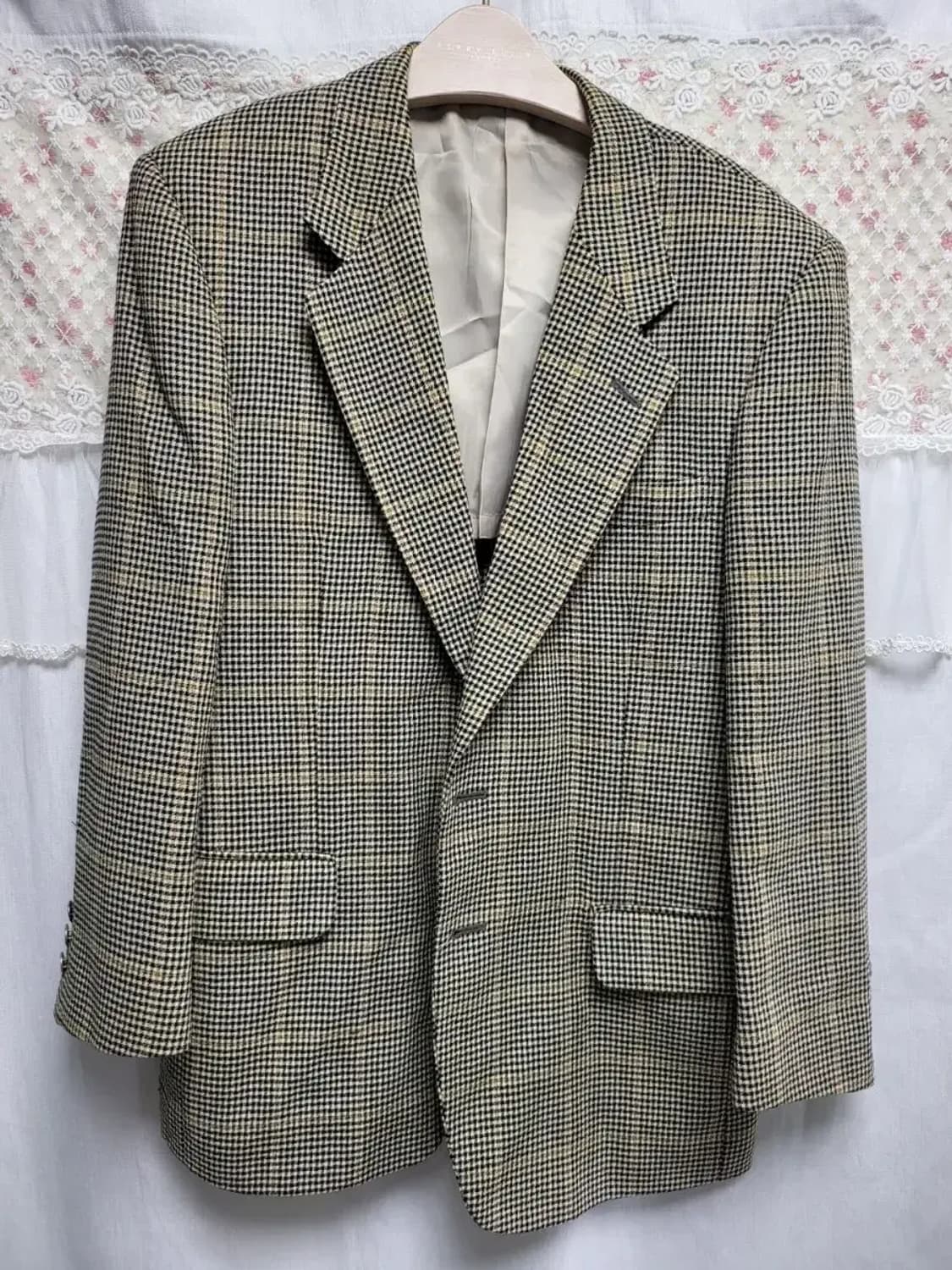 타운젠트 호칭94(남성95) 브라운체크 빈티지 블레이져,이염체크필,여름, 상품이미지1