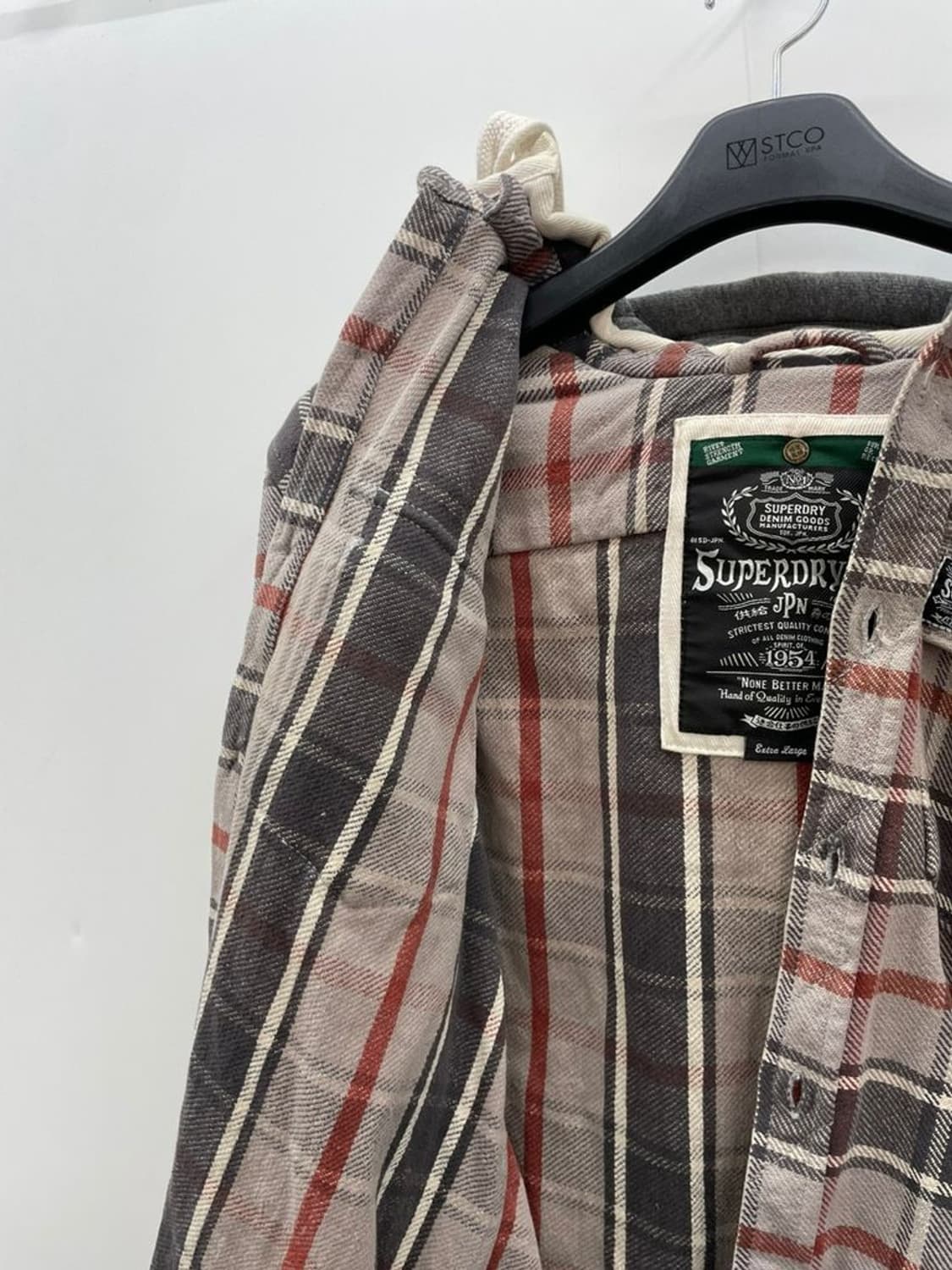 xl 슈퍼드라이 체크 오버핏 후디 셔츠 남방 빈티지 올드스쿨룩 상품이미지7