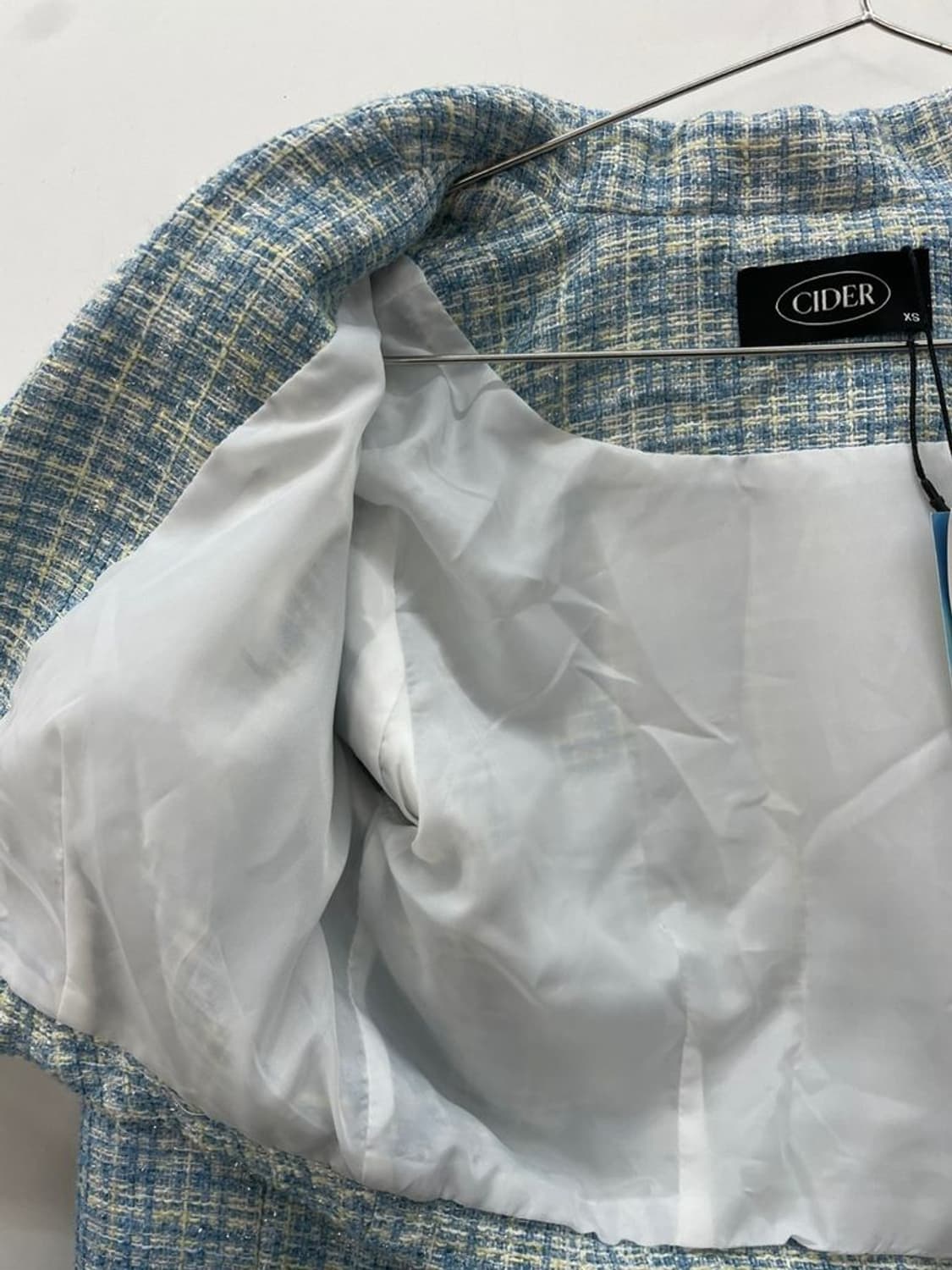xs Cider 샵사이다 새상품 여자 트위트 크롭 자켓 데드스탁 상품이미지8