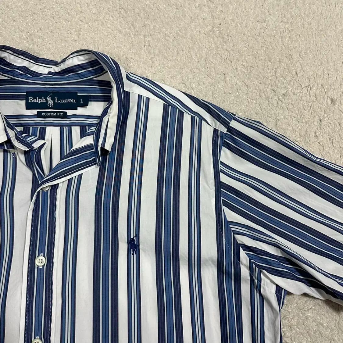 폴로 반팔 셔츠 스트라이프 오버핏 L 상품이미지2