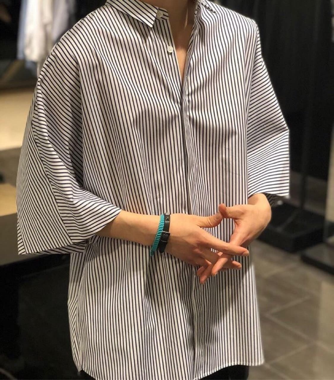 (46사이즈) 준지 juunj / 가오리소매 사이드지퍼 레터링셔츠 상품이미지2