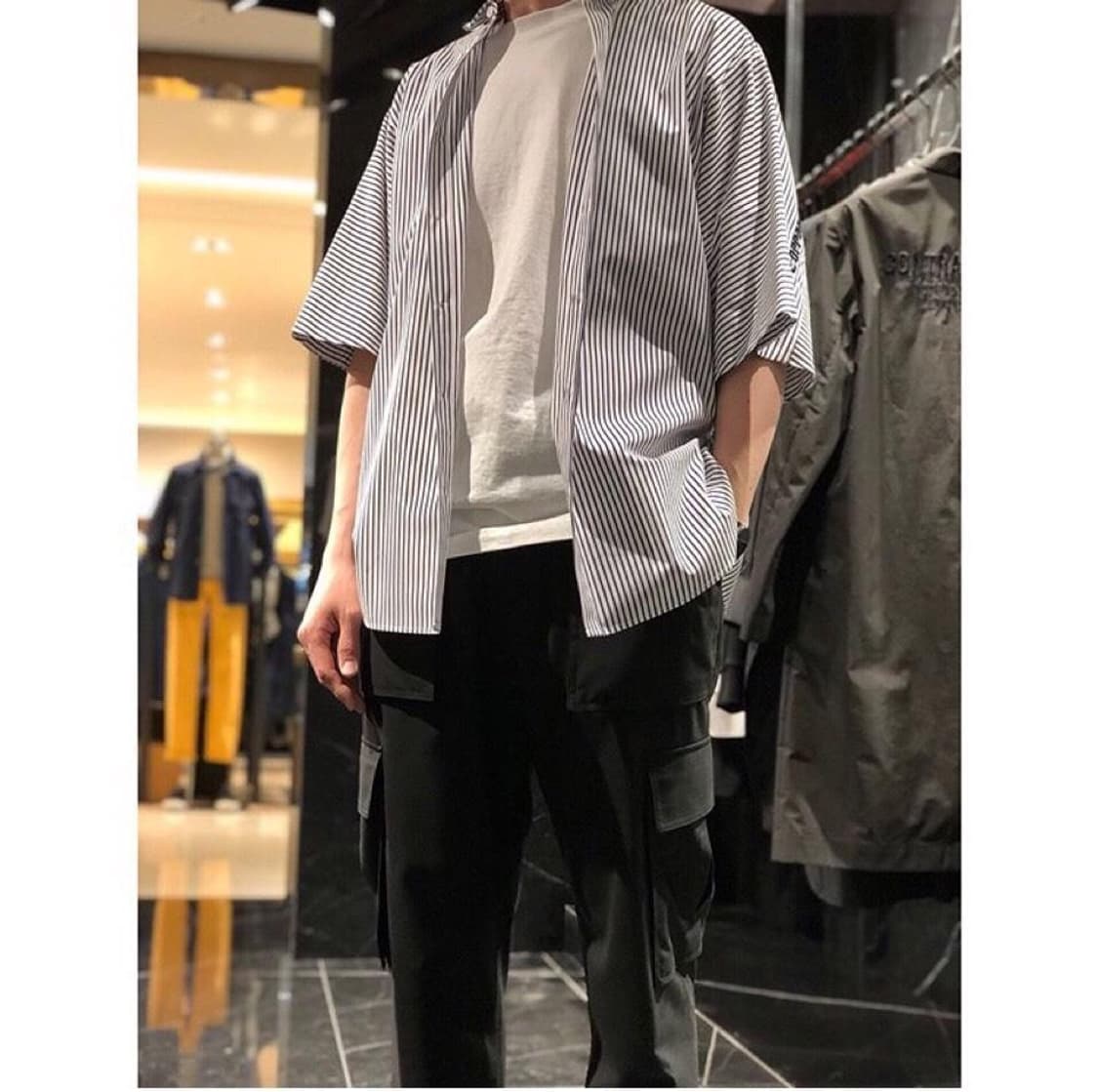 (46사이즈) 준지 juunj / 가오리소매 사이드지퍼 레터링셔츠 상품이미지4