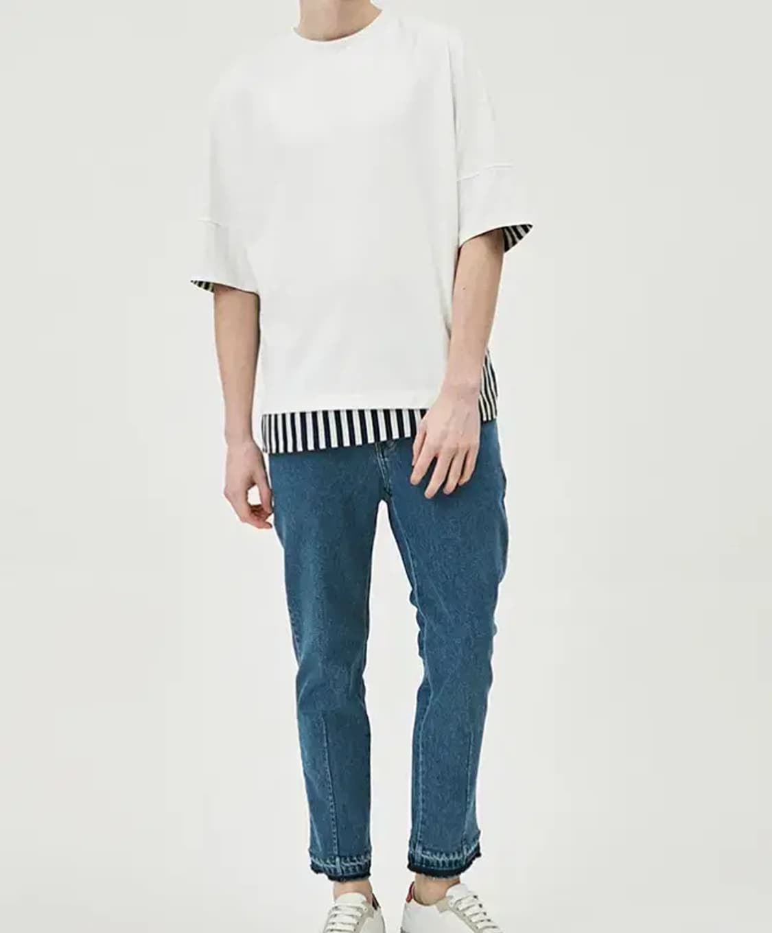 (100사이즈) 시스템옴므 / 스트라이프셔츠배색 티셔츠 상품이미지5